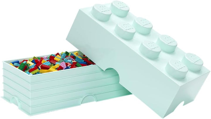 LEGO Aufbewahrungsstein, 8 Noppen, Stapelbare Aufbewahrungsbox, 12 l, mintgrün Aqua Blau, Aqua Blau