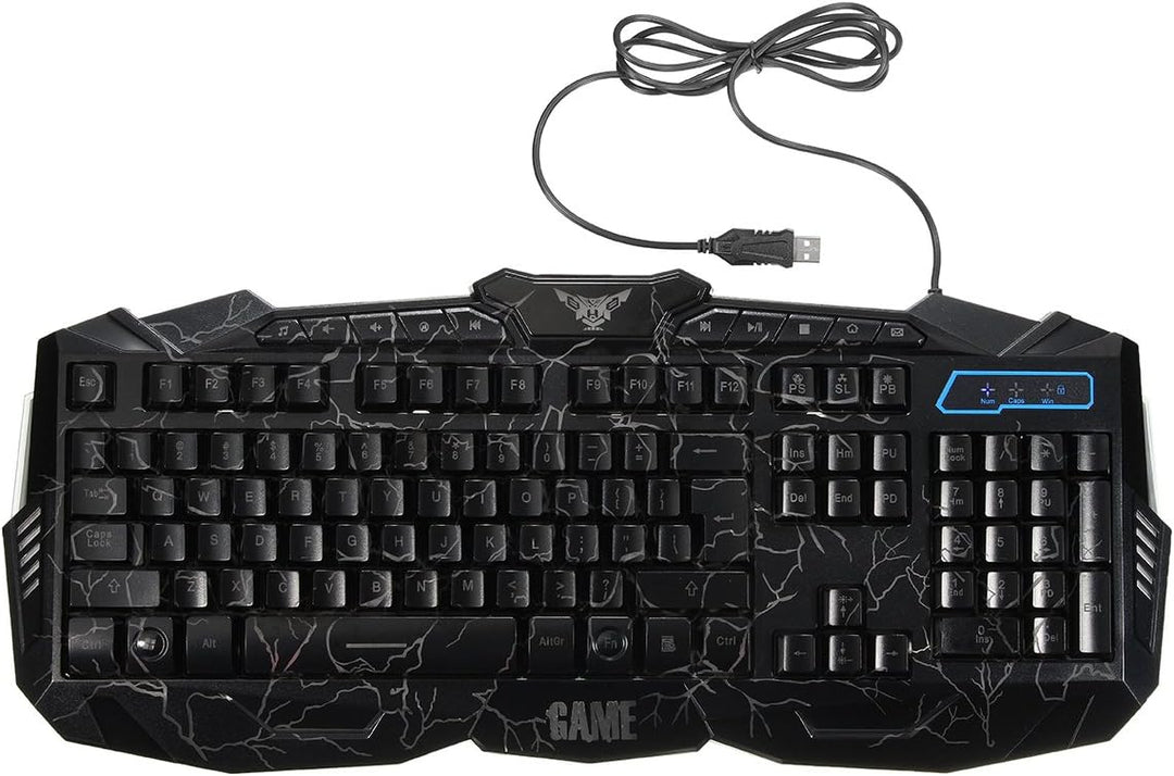 Wasserabweisende Gaming Tastatur BESTRUNNER USB Einstellbare 3 Farben LED Helligkeit Hintergrundbele