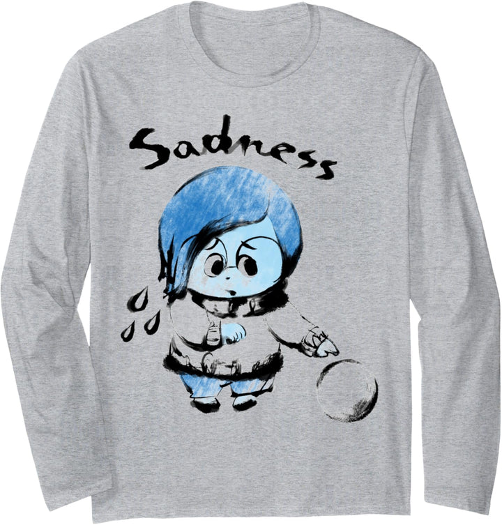 Disney Pixar Inside Out Sadness Watercolor Portrait Langarmshirt