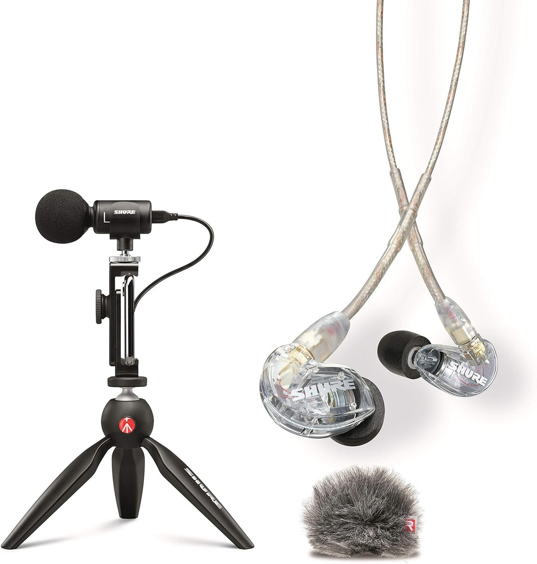 Shure Mobile Video-Recording Kit mit SE215 Ohrhörer und MV88+ Video Kit inklusive digitalem Stereo-K