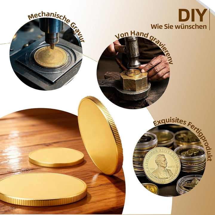 20 Stück Individuelle Challenge Coin Rohlinge für Lasergravur - 40mm Messing Münzrohlinge, Laser-Gra