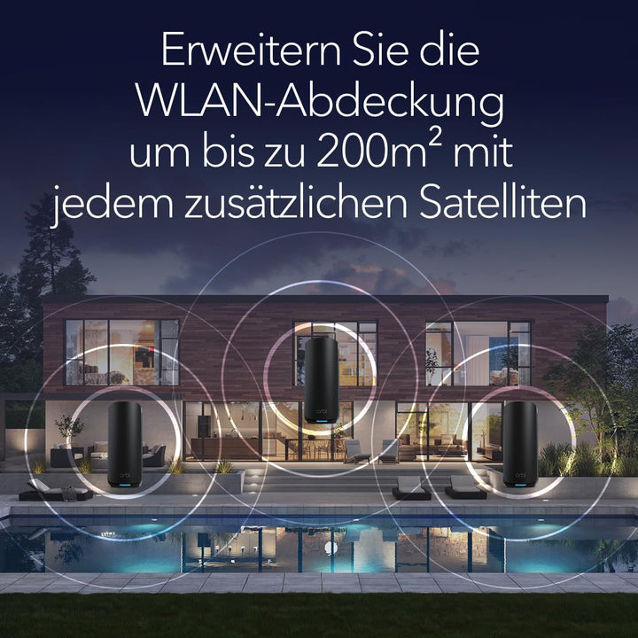 NETGEAR Orbi 870-Serie (RBE870B) Tri-Band WiFi 7-Mesh-Zusatzsatellit – kompatibel mit Orbi RBE873B,