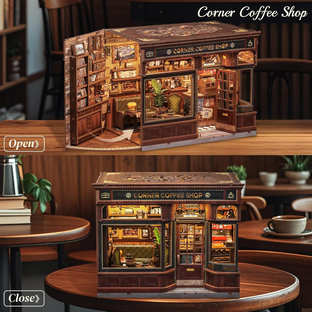 CUTEBEE Book Nook Kit – DIY Miniatur Haus Puppenhaus Modellbau Kit für Erwachsene mit LED-Licht, 3D