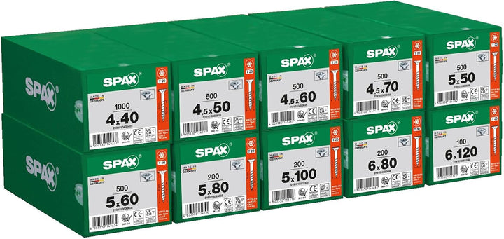 SPAX Heimwerker Set - 4200 Teilgewinde Schrauben mit Senkkopf zur idealen Einrichtung der Werkstatt