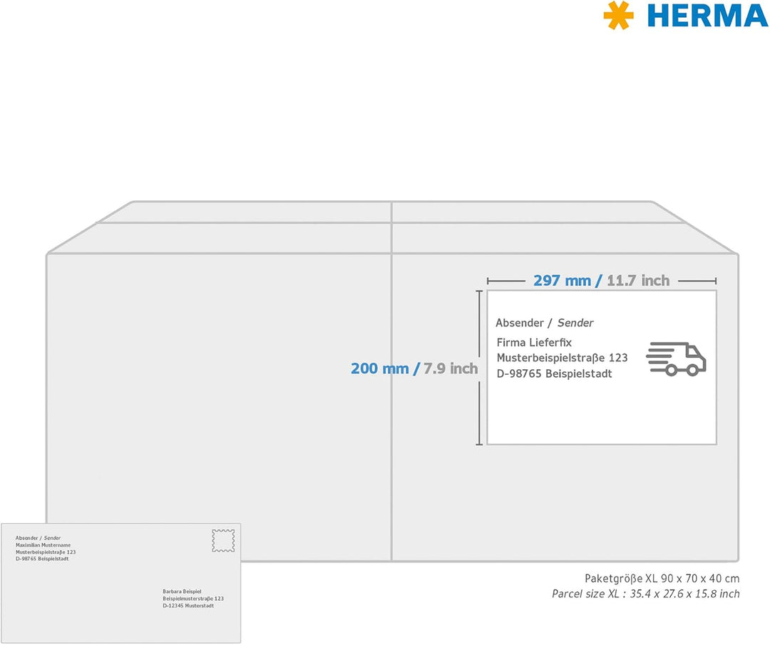 HERMA 4458 Universal Etiketten, 100 Blatt, 200 x 297 mm, 1 Stück pro A4 Bogen, 100 Aufkleber, selbst