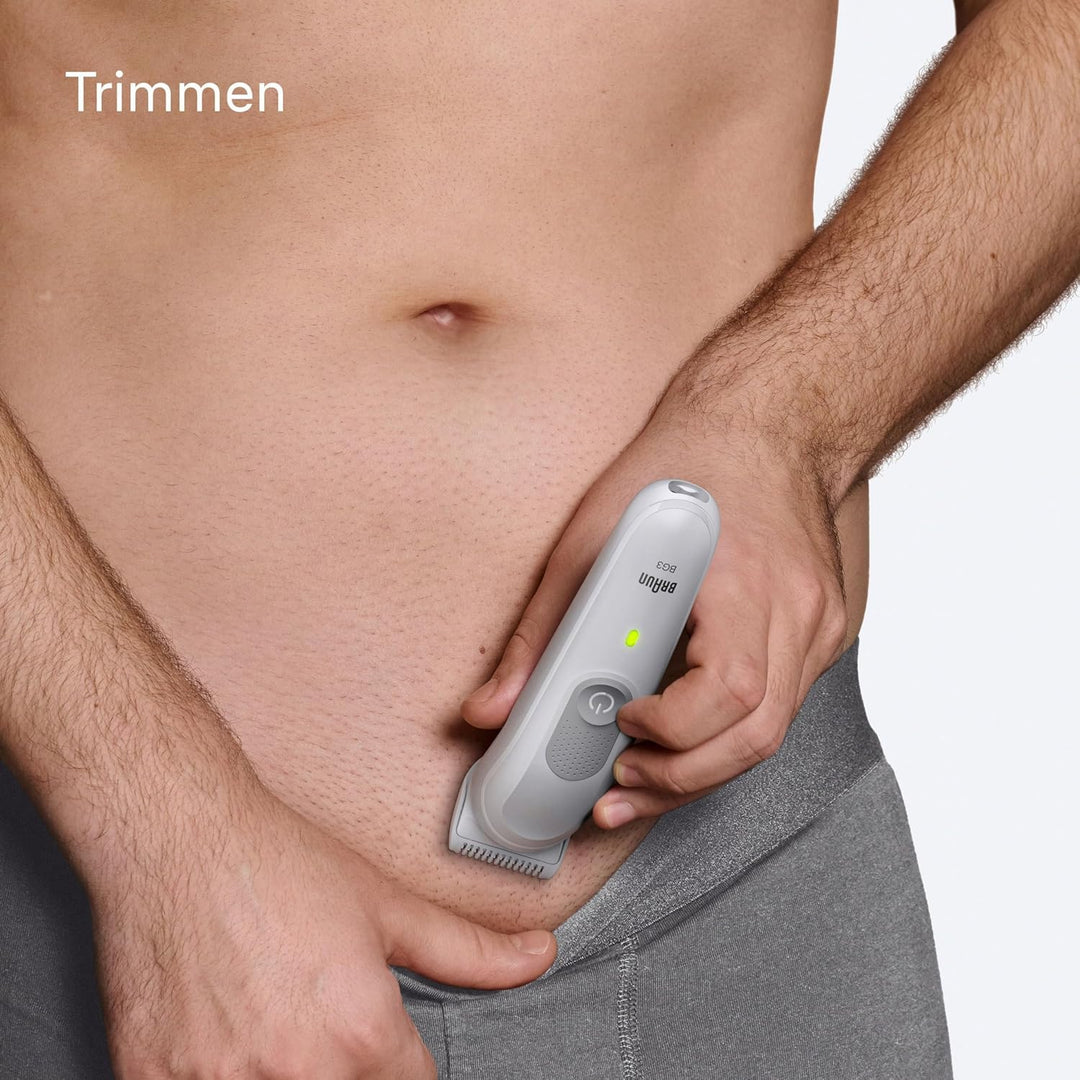 Braun Bodygroomer Series 3, Elektrischer Körperrasierer Herren mit 3 Zubehörteile, Kabelloser Trimme