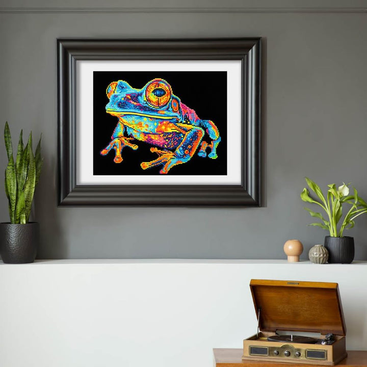 DIAMOND DOTZ 2594353 Original 5D Diamond Painting Set, Neon Baumfrosch, mit Neonfarben und Samt, DIY