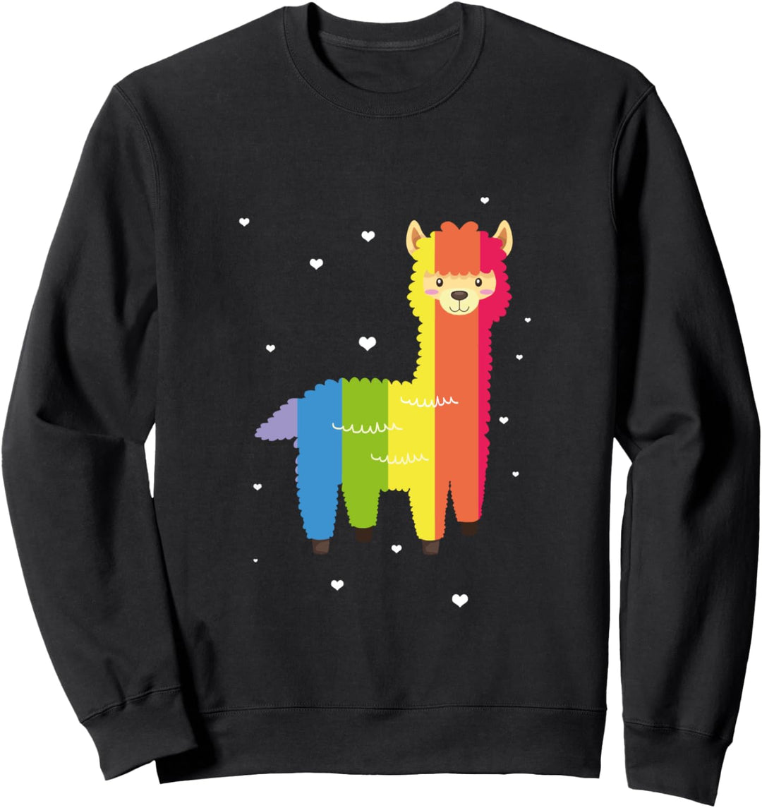 Bisexual Gay Queer Trans LGBTQ Herz Lama Regenbogen Alpaka Sweatshirt