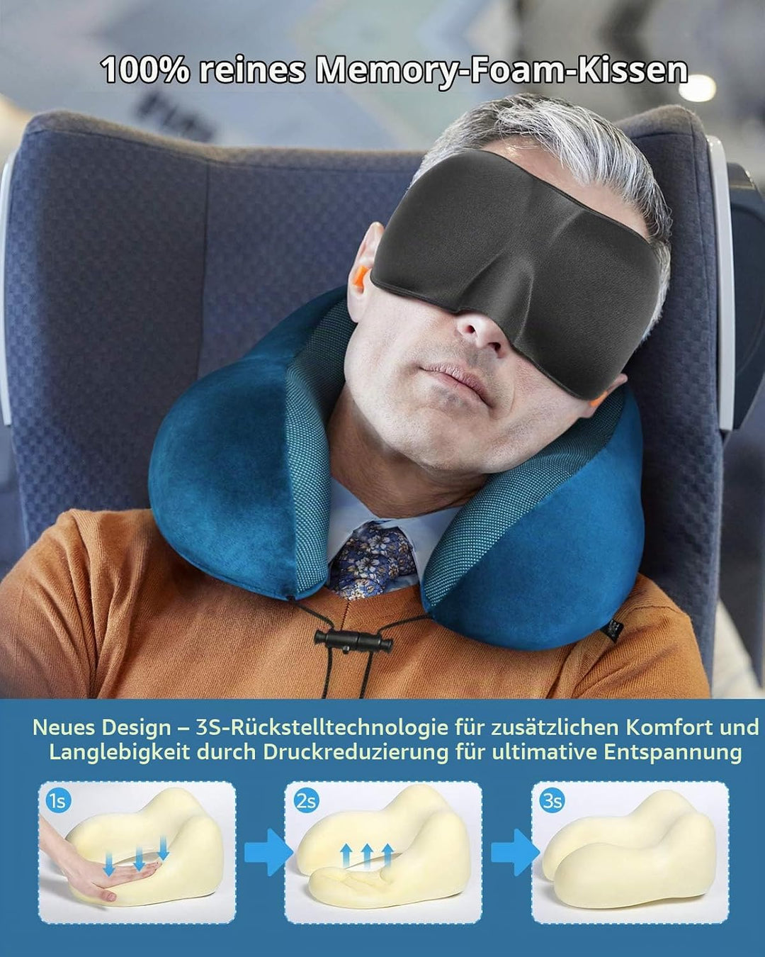 HOMIEE Reise Nackenkissen, Orthopädisches Nackenkissen Schlafen Memory Foam Stoff Ergonomisches Nack