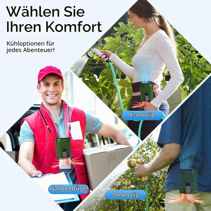 Tragbarer Ventilator Akku, Klein T Shirt Ventilator mit Clip, Aufladbarer Waist Fan on Belt, Turbo G