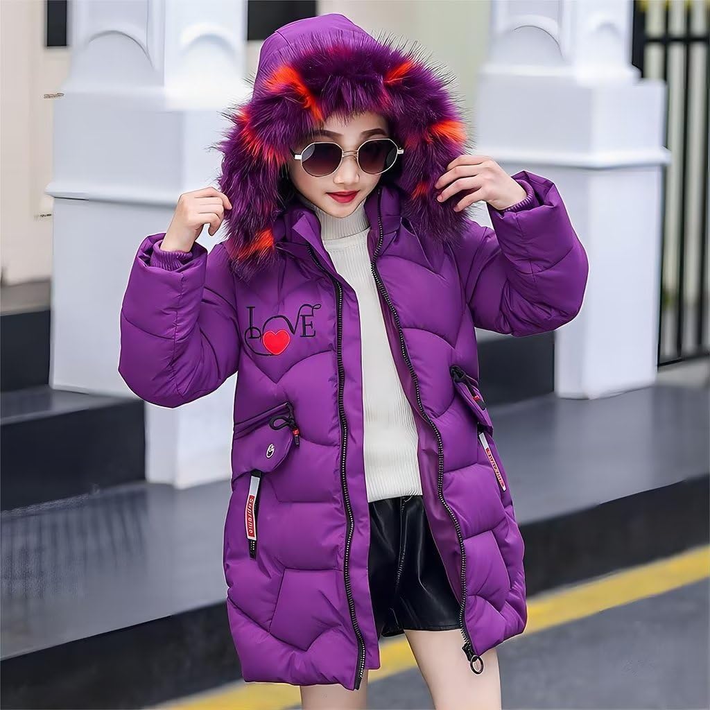 linboo Mädchen Winterjacke Kinder Wintermantel Dicke Steppjacke Lange Warme Parka Baumwolljacke Outd