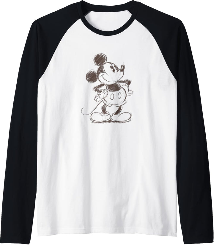 Disney Mickey Mouse Classic Retro Sketched Profile Raglan