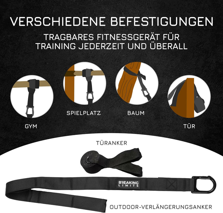 Breaking Limits Schlingentrainer für Zuhause – Sling Trainer für Krafttraining - Krafttraining Gerät