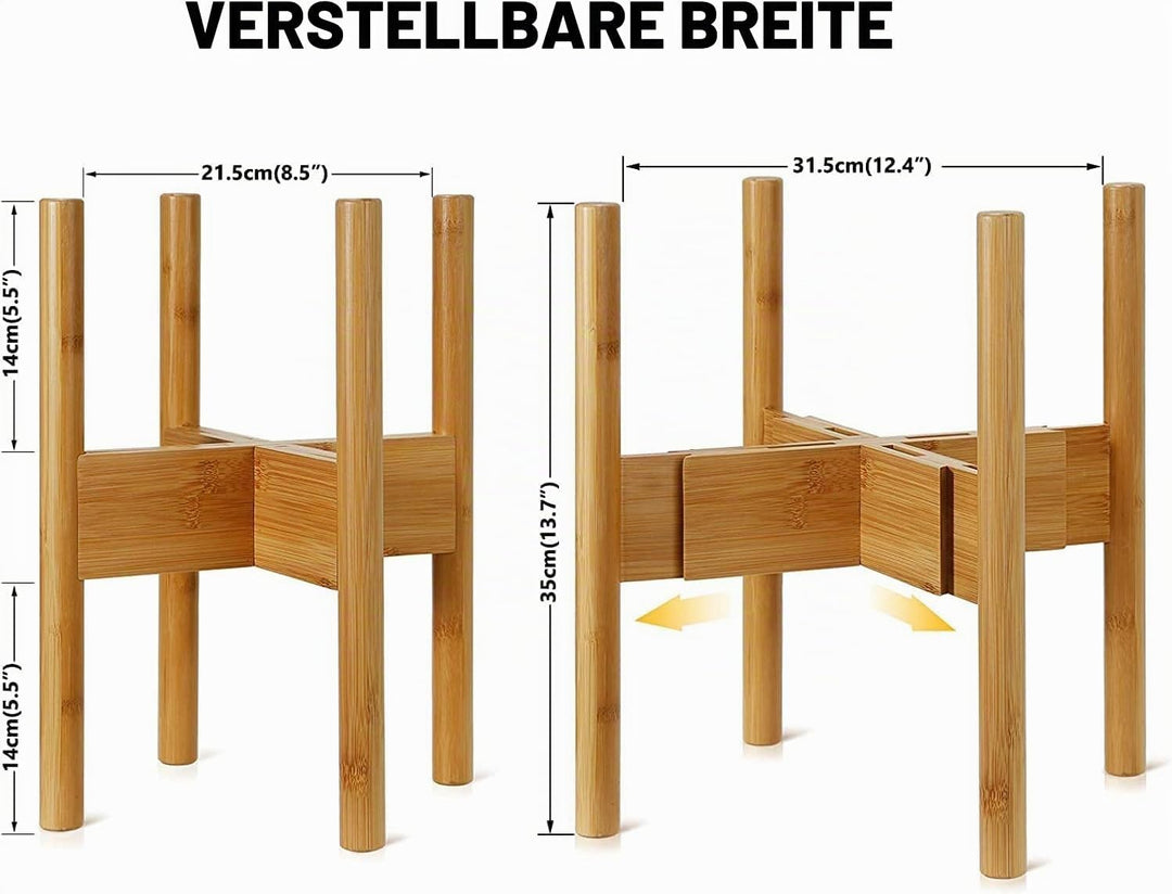 RHtvrll Blumenständer, Bambus Pflanzenständer, Verstellbarer Blumenregal, Blumentopfständer Topfgest