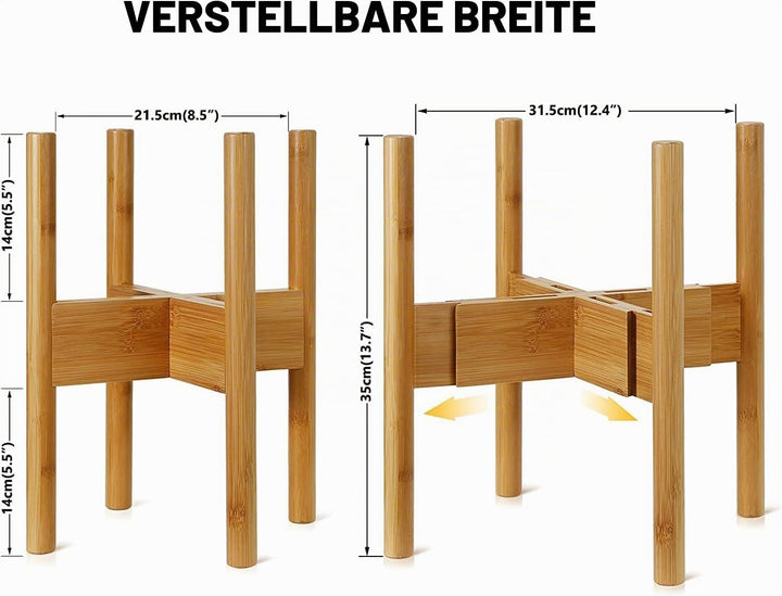 RHtvrll Blumenständer, Bambus Pflanzenständer, Verstellbarer Blumenregal, Blumentopfständer Topfgest