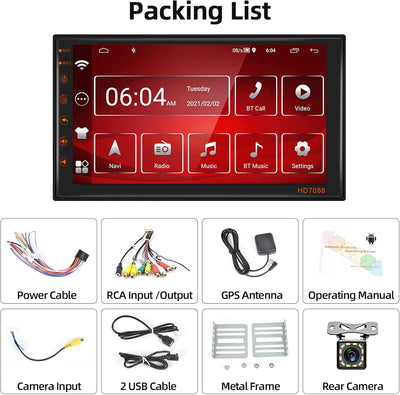 Podofo Autoradio 2 Din mit Wireless Apple Carplay Android Auto Bluetooth, Android 13 Doppel Din Auto