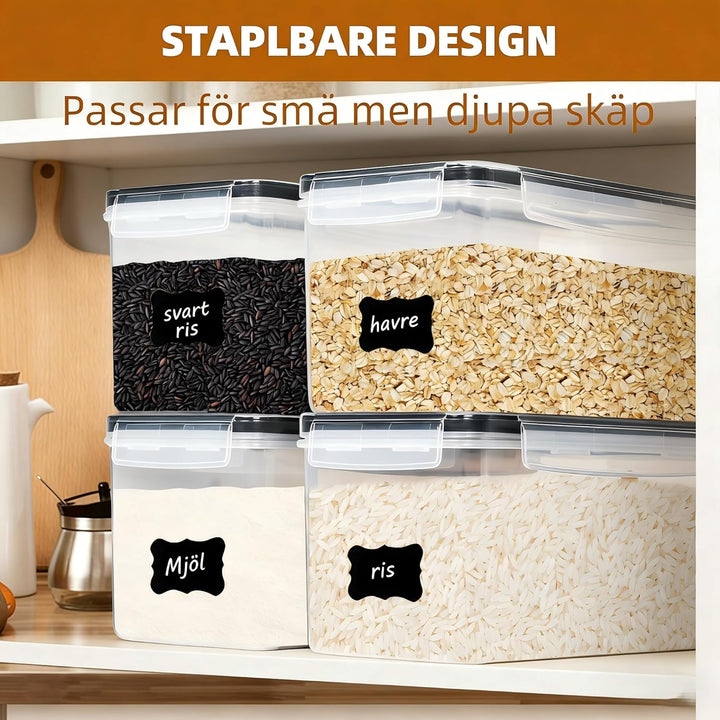 stusgo 4PCS 3.2L luftdicht Lebensmittel Lagerung Container mit Deckel, Kunststoff Pasta Jar für Past