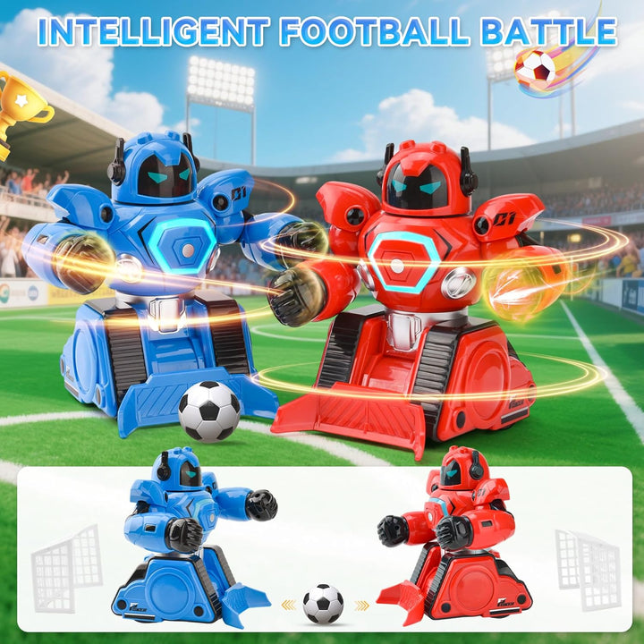 2 Stück Ferngesteuerte Roboter, RC Kampfroboter Spielzeug mit Boxduell & Fussballmodus, Licht & Soun