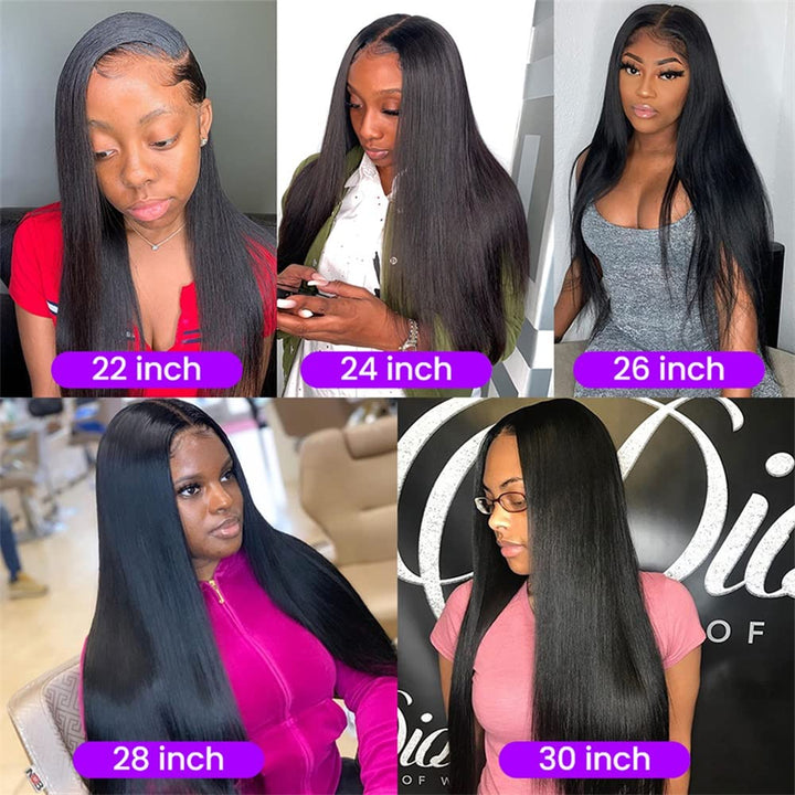 32 pouces 13X4 Transparent Lace Front Wig 180 Densité Msgem Brésilien Droite HD Dentelle Perruques p