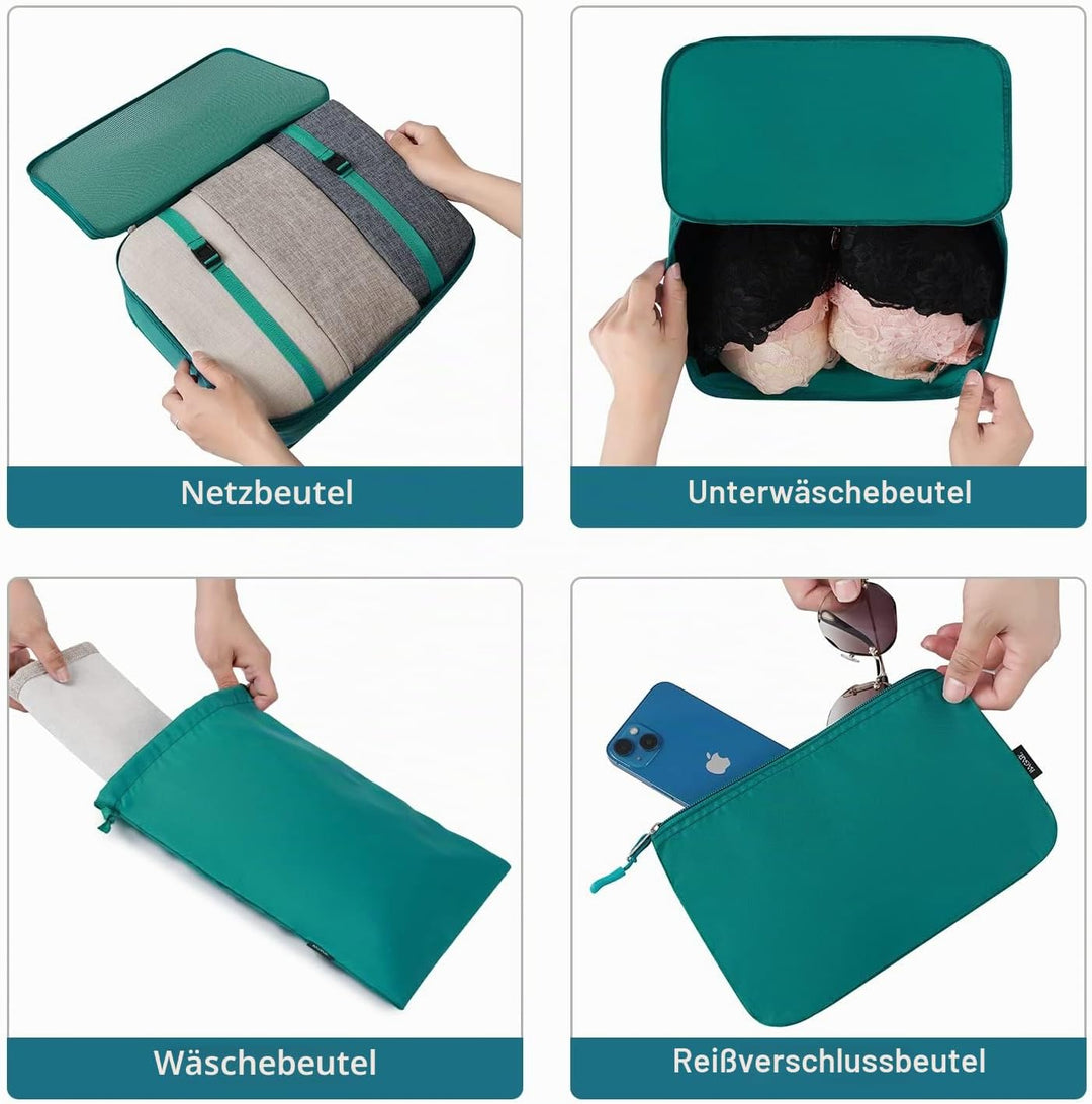 BAGAIL 10er-Set Packwürfel in verschiedenen Grössen Packorganizer für Reisezubehör Handgepäckkoffer