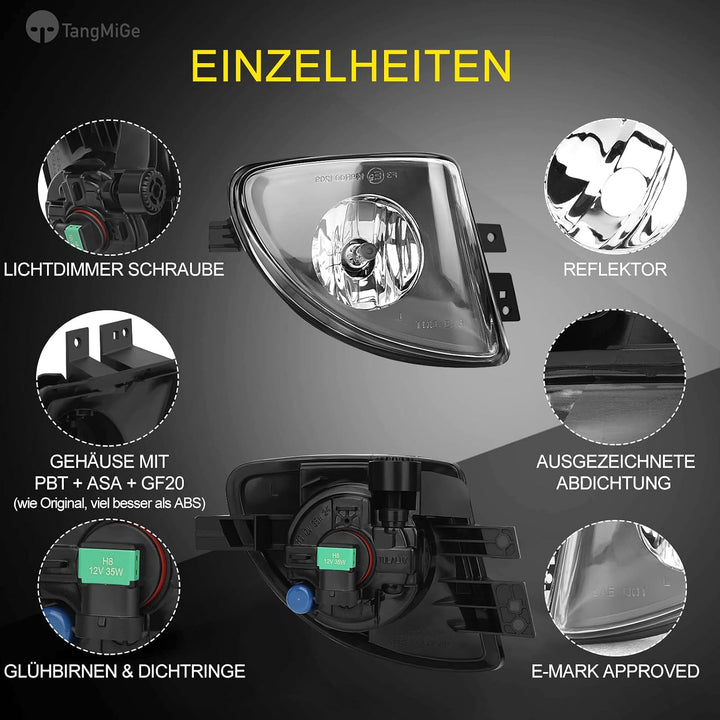 TangMiGe Nebelscheinwerfer Kompatibel mit BMW 5er F10 F11 01/2009-06/2013, für Standard Stossstange,