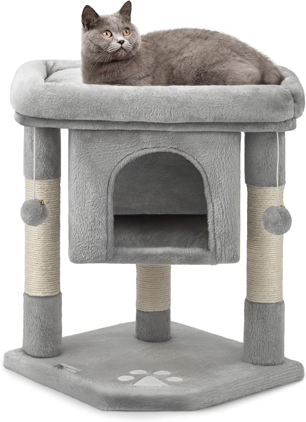 lionto Kratzbaum Kletterbaum Katzenkratzbaum Katzenbaum Höhe 60 cm, hellgrau, Hellgrau