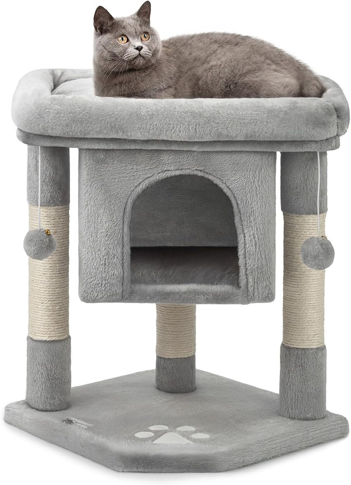 lionto Kratzbaum Kletterbaum Katzenkratzbaum Katzenbaum Höhe 60 cm, hellgrau, Hellgrau
