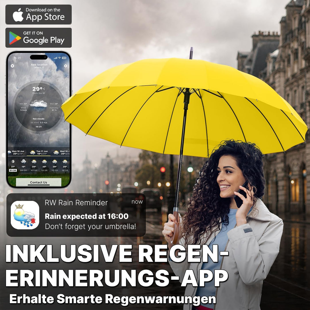 Royal Walk Gross XXL 54 inch Automatik Reise Golf Regenschirm für Damen und Herren Sturmfest Windsic