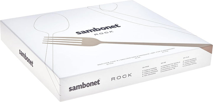 Sambonet Rock 52562-81 - Edelstahlgeschirrset, für 6 Personen, 24-teilig: 6 Gabeln, 6 Löffel, 6 Mess