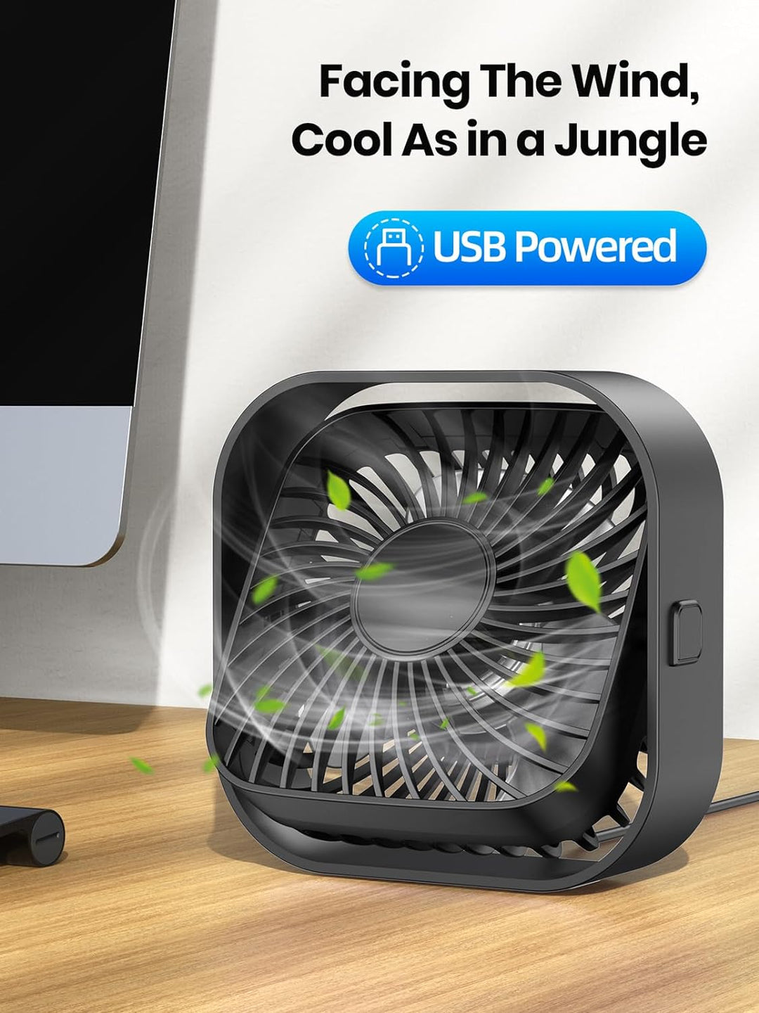 TOPK USB Ventilator 2 Stück Mini Tischventilatoren leiser Betrieb und starker Luftstrom, 3 Geschwind