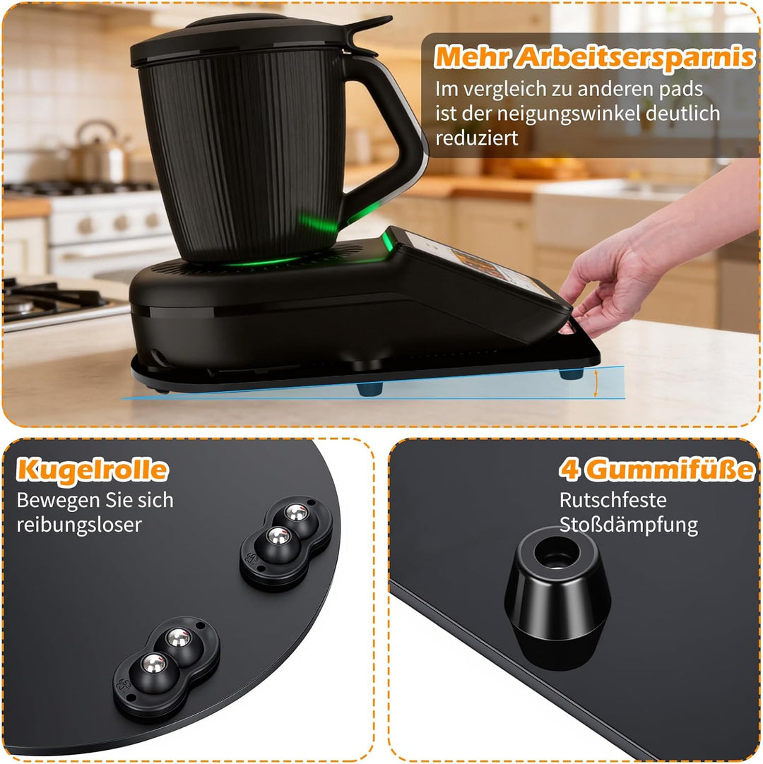 Gleitbrett für Thermomix TM7 Leicht Gleitendes Acryl Rollbrett Zubehör mit 360° rollen Stahlkugeln u