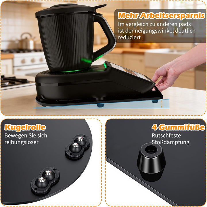 Gleitbrett für Thermomix TM7 Leicht Gleitendes Acryl Rollbrett Zubehör mit 360° rollen Stahlkugeln u
