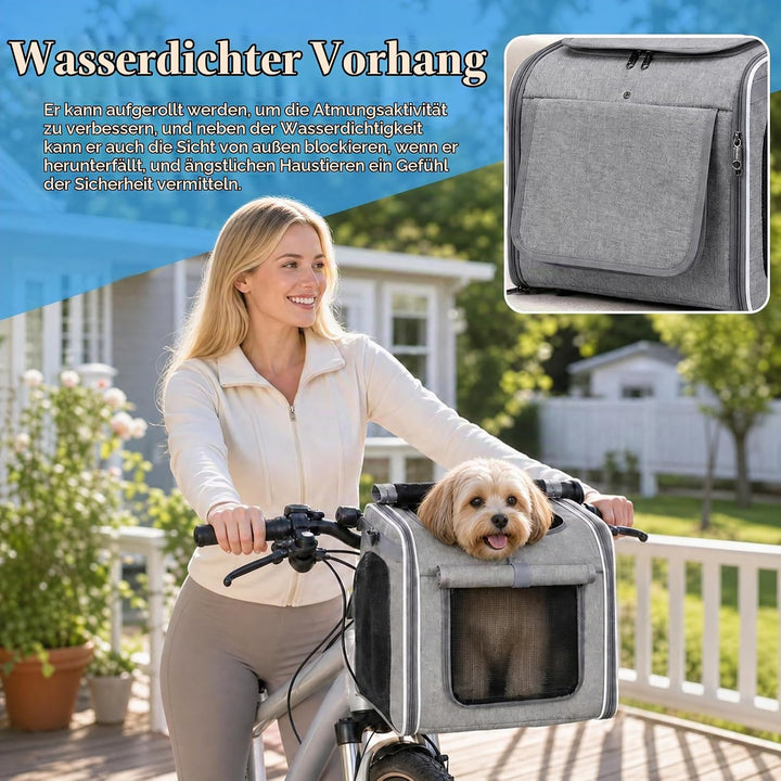 Hundefahrradkorb vorne, Faltbarer Erweiterbarer Fahrradkorb für Hunde mit Sicherheitsgurt &amp; Mesh-Fen