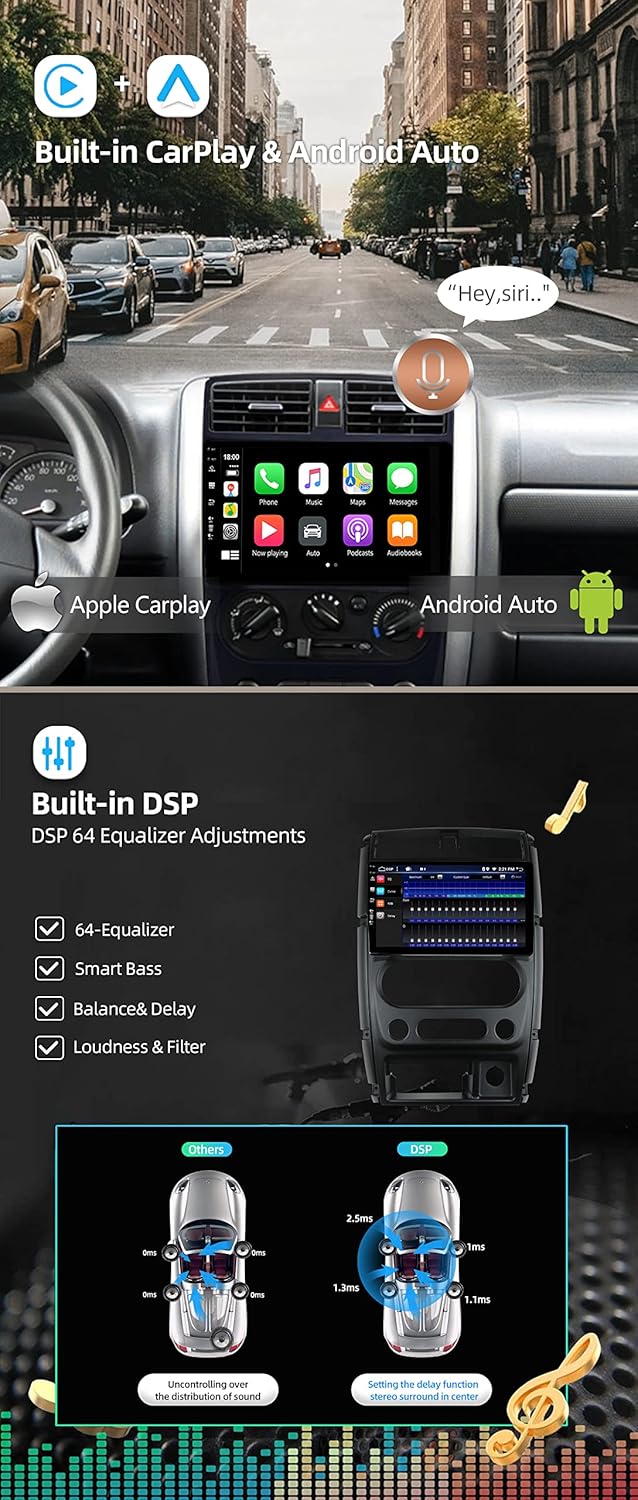 JOYX - [6G+128G] - Android 15 IPS Autoradio Passt für Suzuki Jimny 3 (2005-2019) - Kabellos CarPlay/