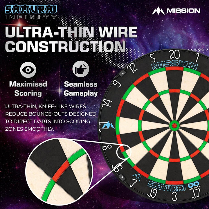 Mission Darts Samurai Infinity | Professional Competition Standard Dartboard with Ultra Thin Knife L