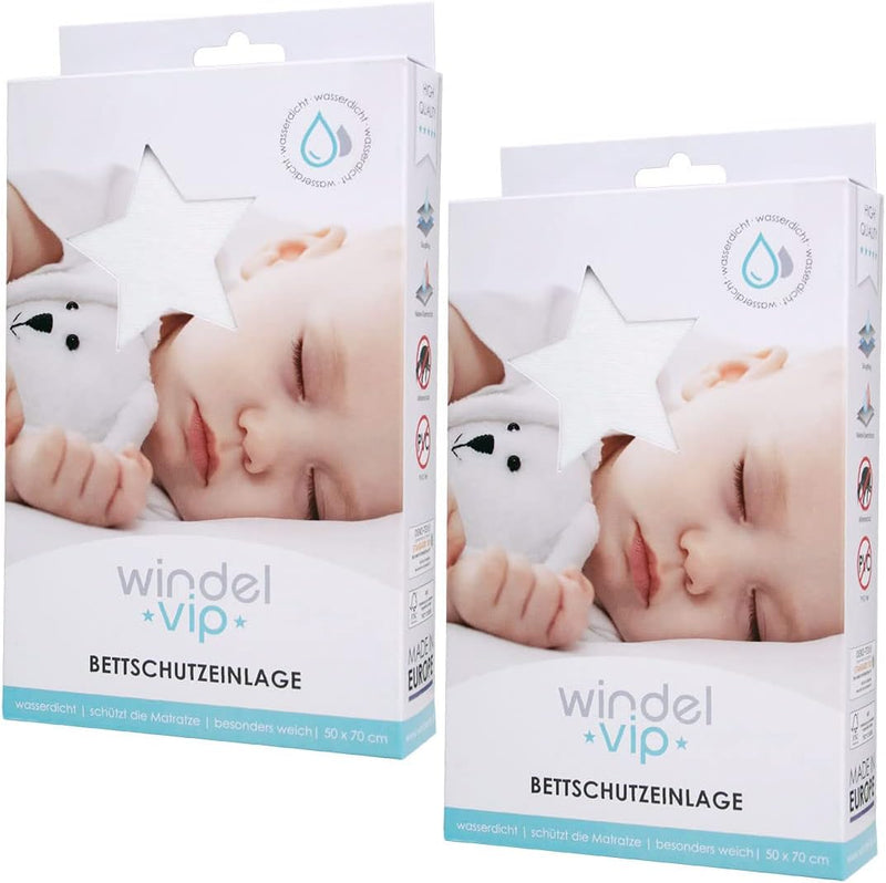 2 Stück Baby Bettschutzeinlage wasserdichte Betteinlage 50 x 70 cm weiss