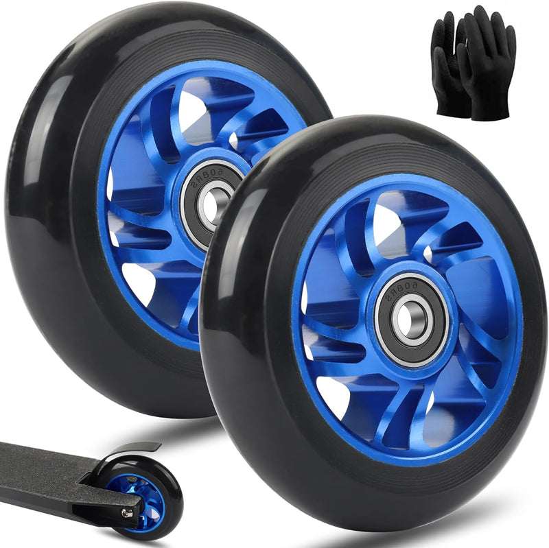 2Stück 100mm Stunt Scooter Rollen Roller Reifen - Scooter Räder Ersatzräder,Mit Felgen Aus Aluminium