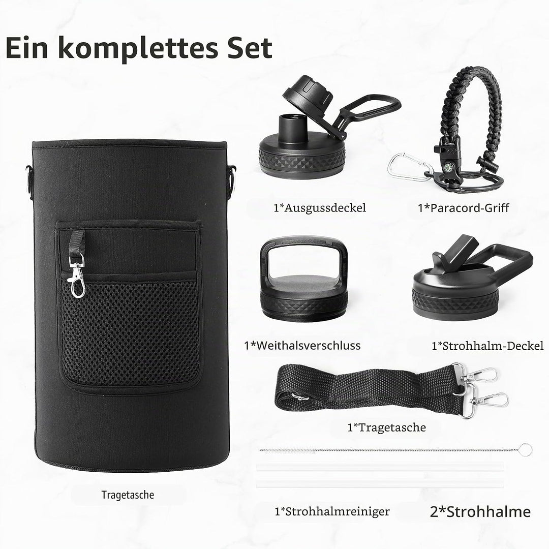 Trebo 3,6 l Wasserflasche isoliert mit ParacordGriff, 2,5 Liter lebensmittelechter, doppelwandiger V