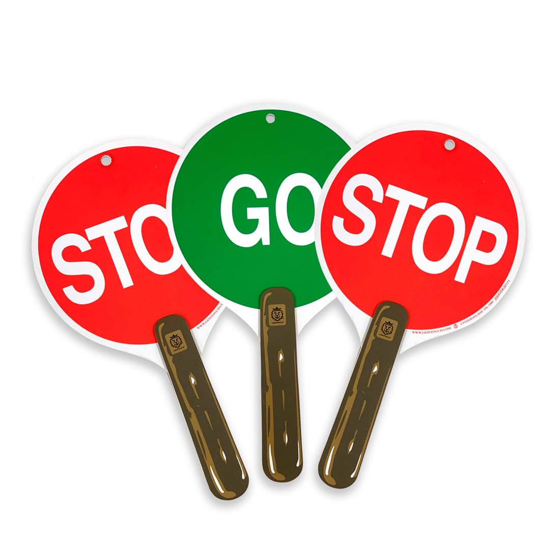 Liontouch - Stop & Go-Schilder, 3er-Pack, Rot & Grün | Ab 3 Jahre - 30 x 17 cm | Robuste, beidseitig