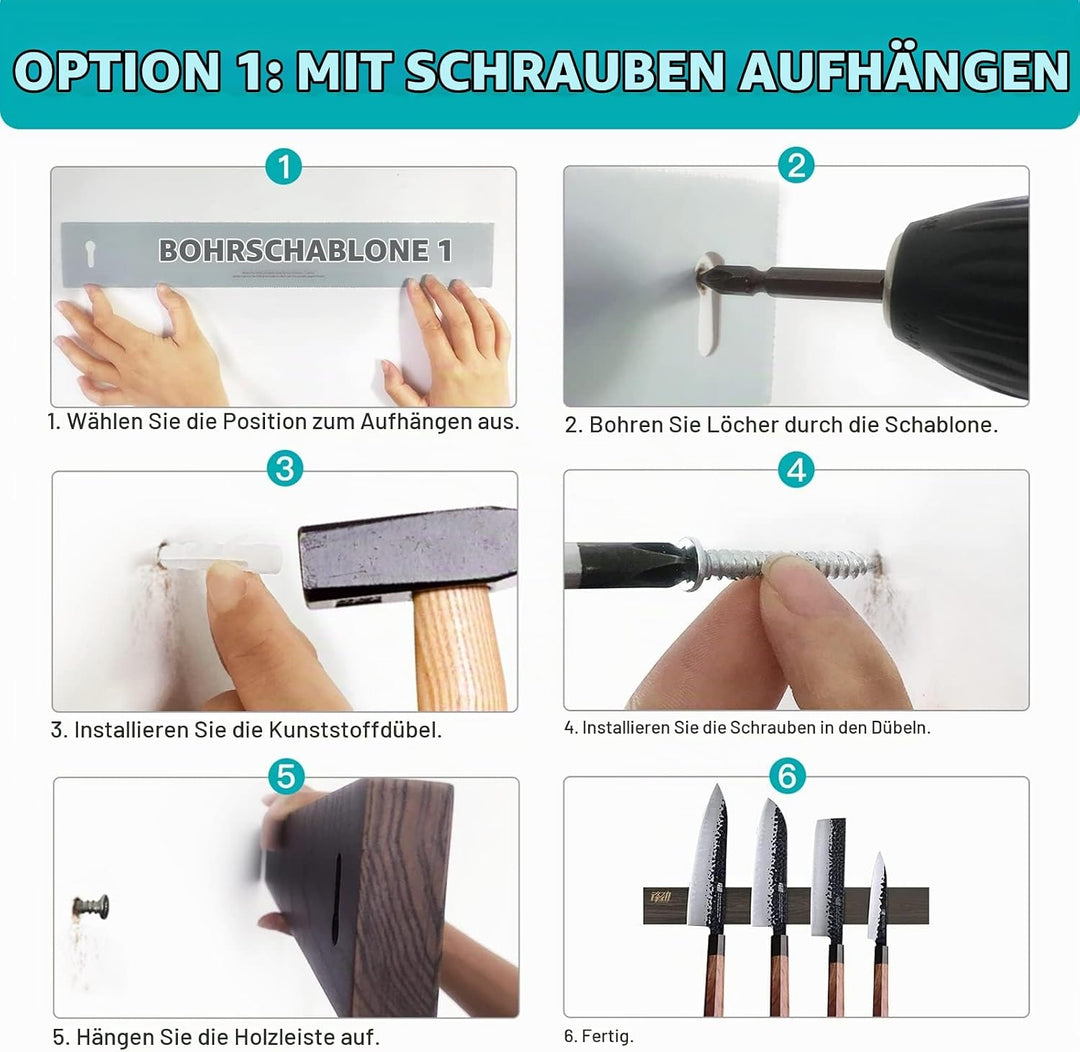 FINDKING 46cm Eschenholz Hölzern Magnetische Messer Streifen Küche Messer Reste Halter Ständer für d