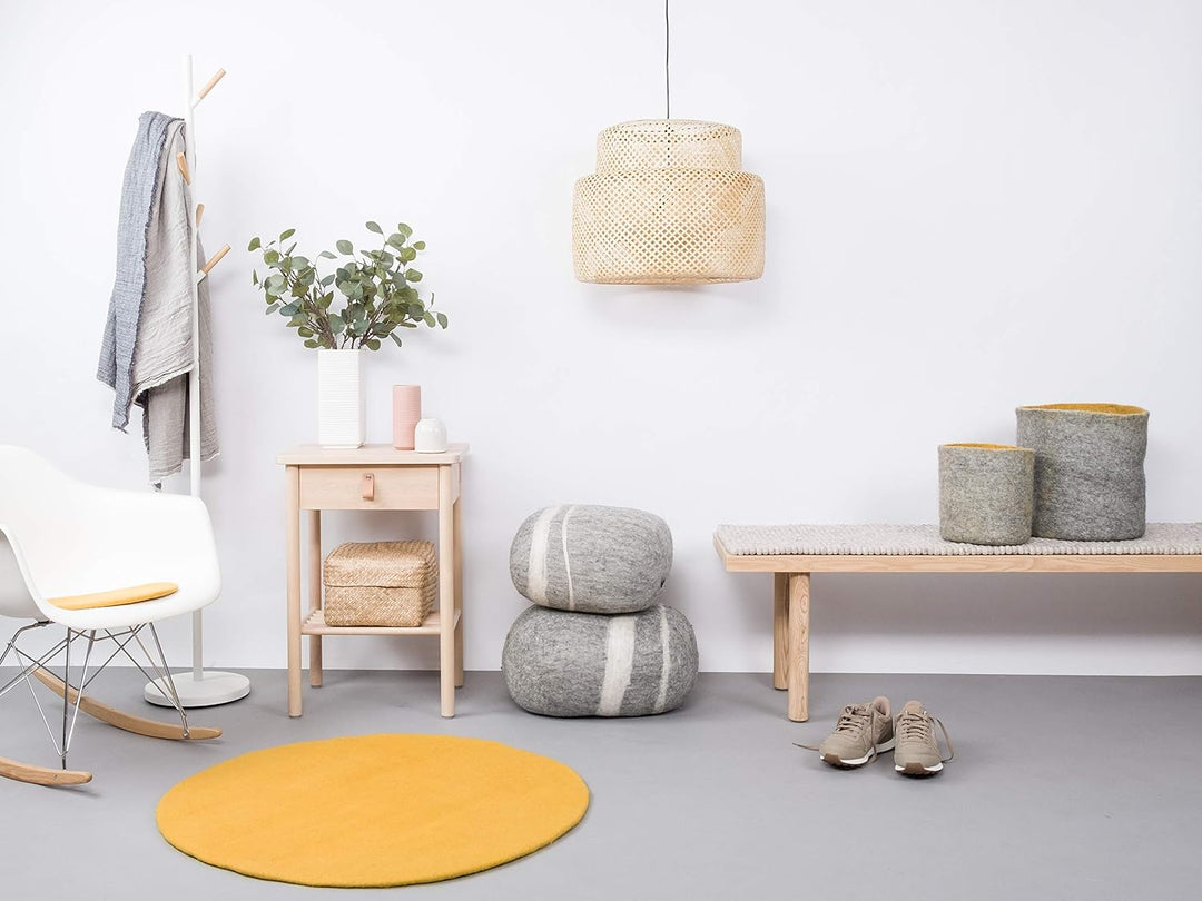 myfelt Klara Filzteppich — Ø 50 cm, ideal für Schlaf-, Wohn-, Kinderzimmer, Flur & Bad Gelb 50cm Ø,