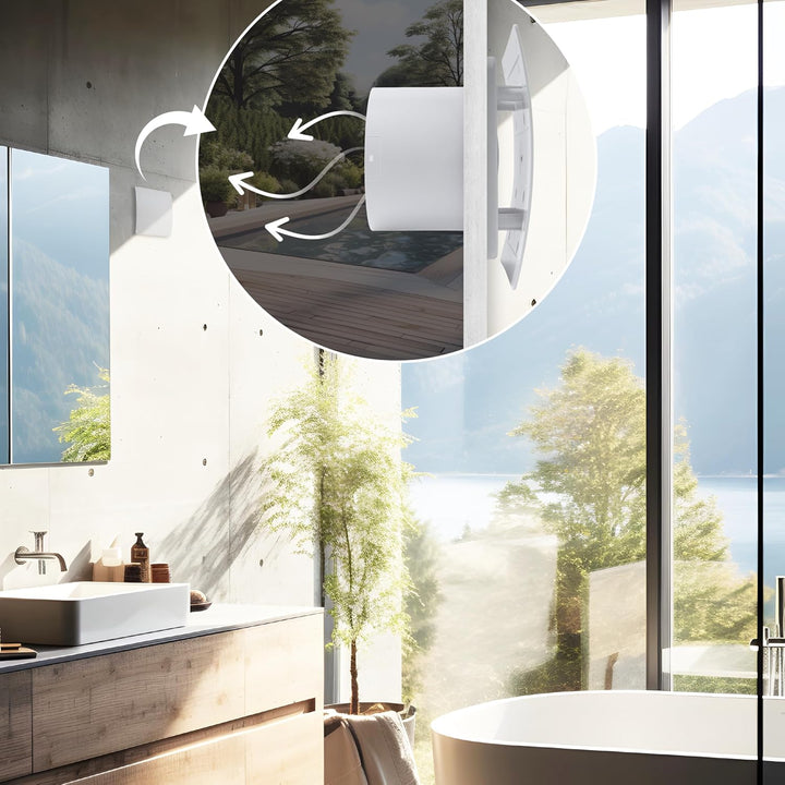 Vent Systems Badlüfter 100mm Weiss Wasserdicht Badventilator mit Feuchtigkeitssensor und Timer - IPX