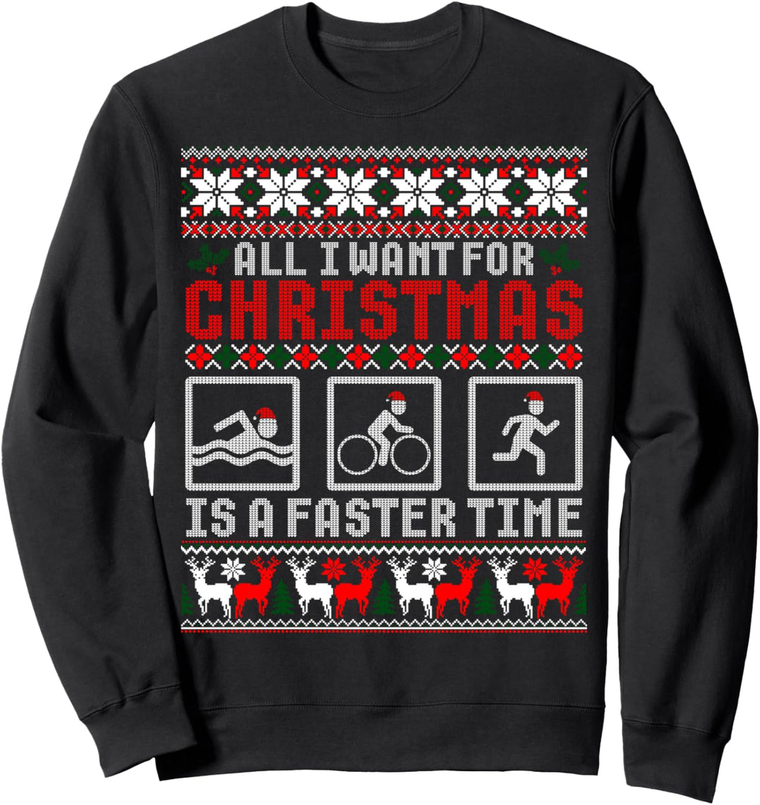 Lustiger Triathlon Hässlicher Weihnachtspullover für Triathlete Xmas Sweatshirt