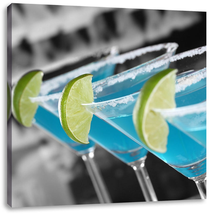 Pixxprint schöne Swimming Pool Cocktails / 70x70cm Leinwandbild bespannt auf Holzrahmen/Wandbild Kun