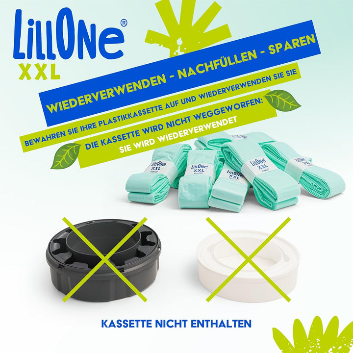 LillOne 8 XXL-Nachfüllungen Extra Lang 10,5 m für Windeleimer – Universell kompatibel mit Tommee Tip