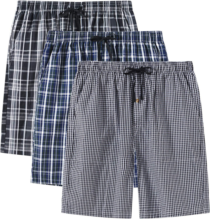 MoFiz Herren Kurze Pyjamahose Baumwolle Schlafshorts Karierte Schlafanzughose Freizeithose Karo Loun