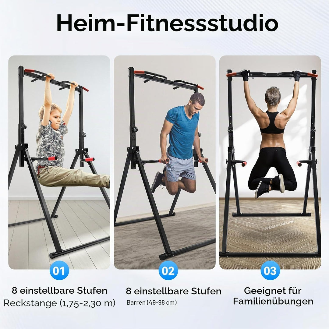 Dip Stange| Klimmzugstange Freistehend| Klimzugststange| 200kg Tragkraft | Höhe 1,75-2,3m einstellba