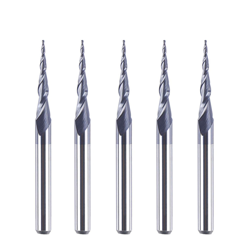 SpeTool 5 Stück Schaftfräser Eingestellt R0,25, 3,175mm (1/8") Schaft 2 Flöten Kugelkopffräser Konis