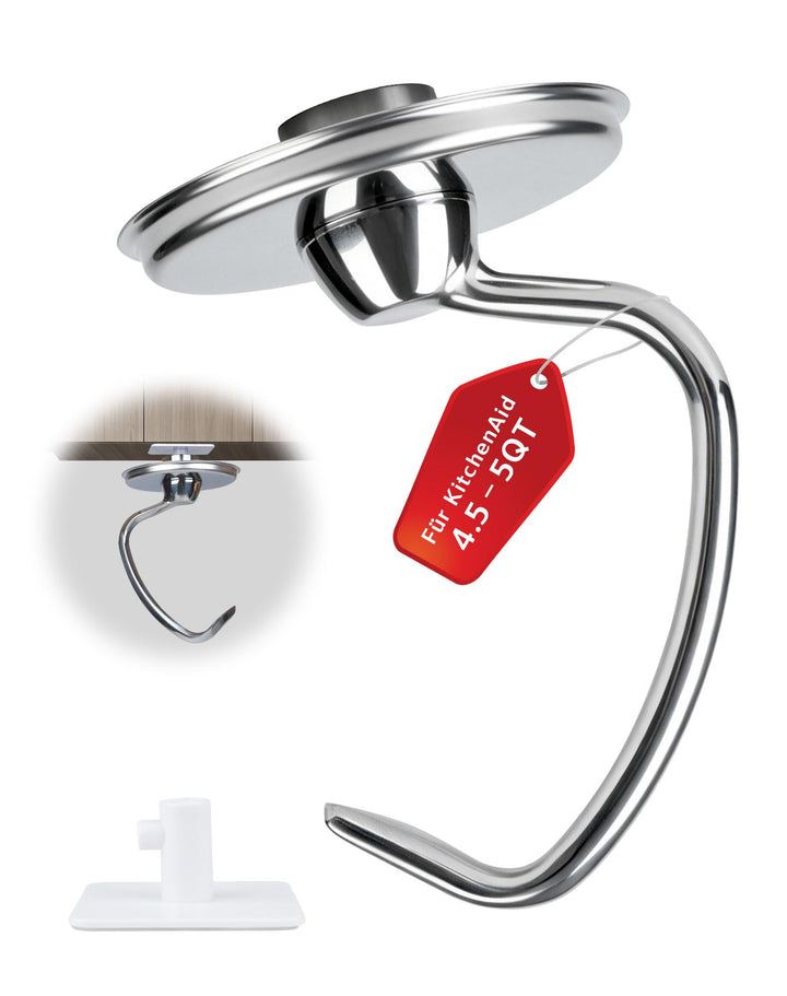 Knethaken für Kitchenaid 4.5/5QT Edelstahl Knethaken, Teigpeitsche für Standmixer, Artisan Rührhaken