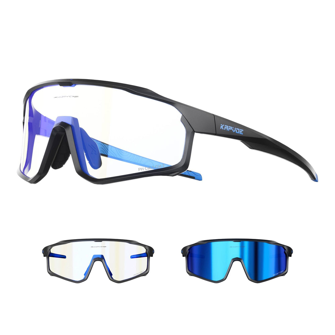 KAPVOE Fahrradbrille Selbsttönend Sportbrille Herren Damen Sonnenbrille Mountain Bike Brille MTB Kla